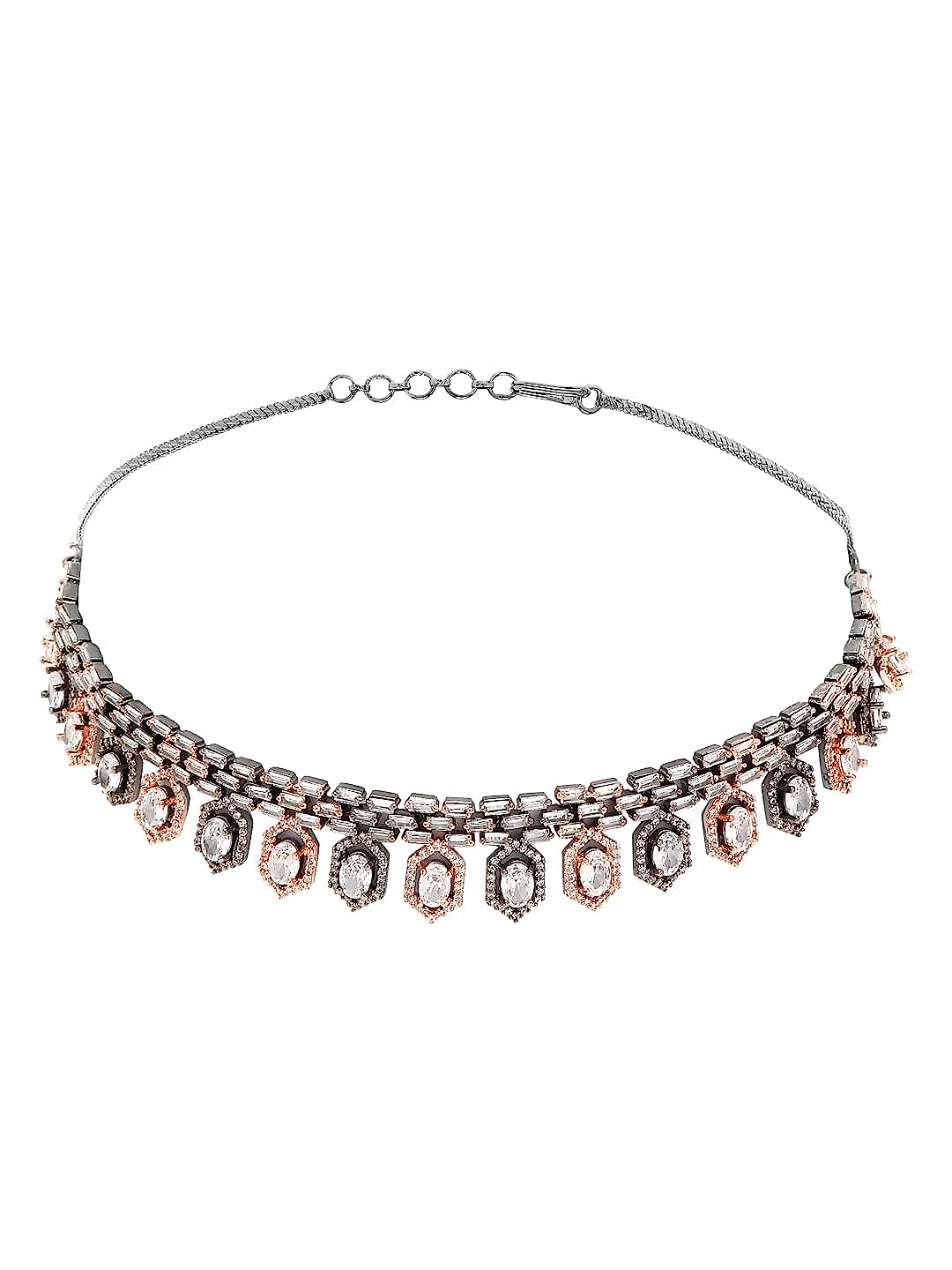YouBella Jewellery Celebrity Inspired Metallic Touch Jewellery Set with Earrings for Girls and Women (YBNK_50444) (Metallic)